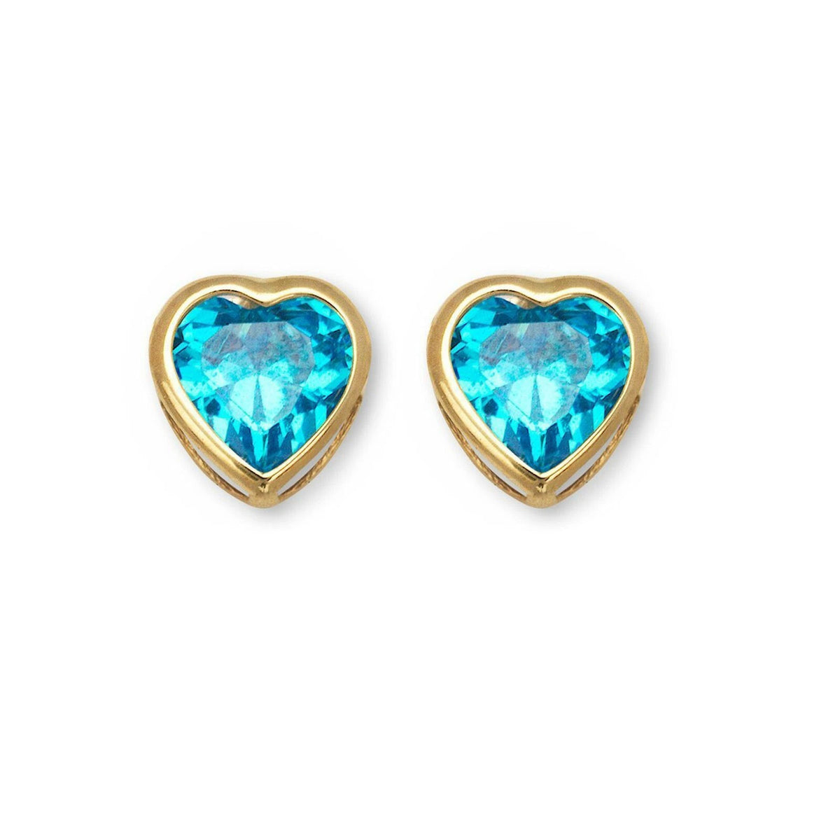 14K Solid Yellow Gold Heart Stud Earrings Birthstone 6mm x 6mm
