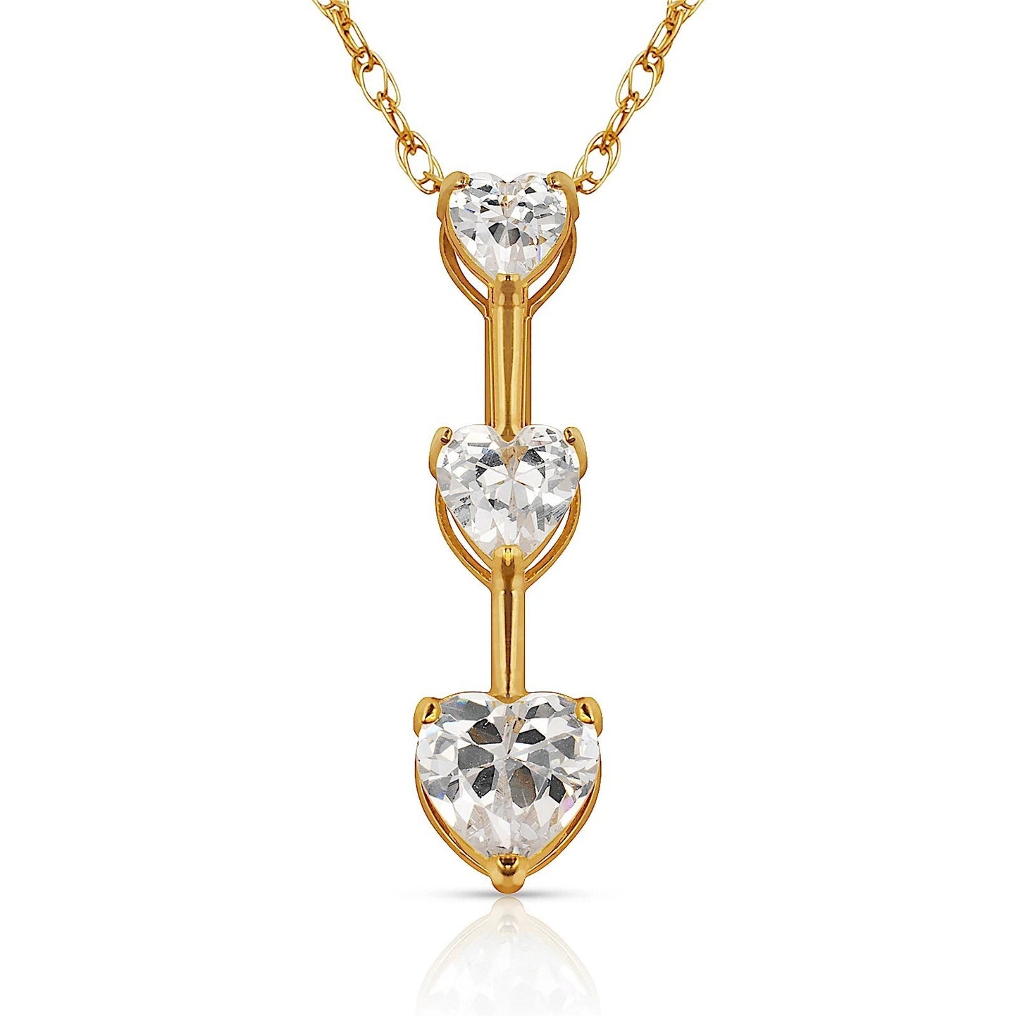 14K Yellow & White Gold Heart Pendant For Women