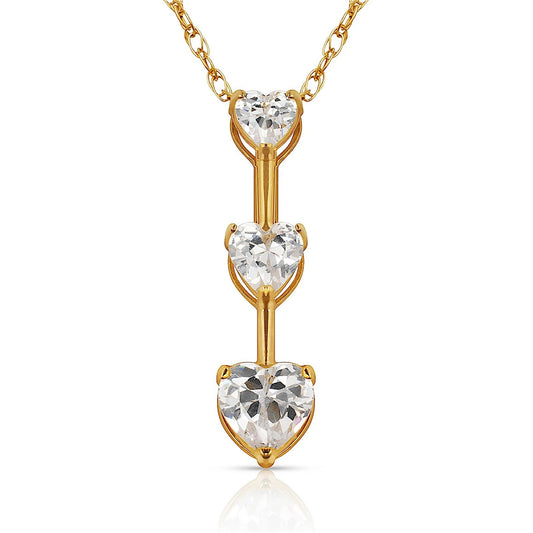 14K Yellow & White Gold Heart Pendant For Women