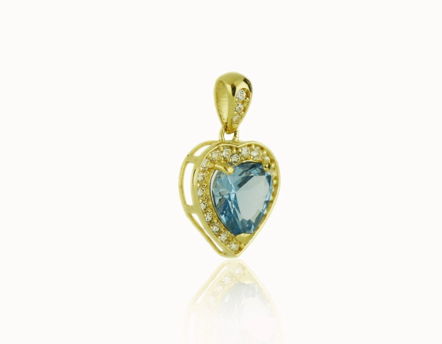 14k Yellow Gold CZ Halo Heart Pendant
