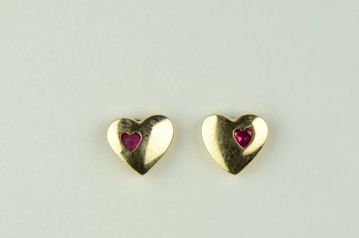 14K White or Yellow Gold Heart One Side Stone Shape CZ Stud Earrings