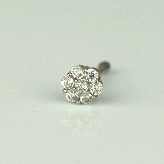 14k Yellow or White Gold Flower Round Nose Piercing