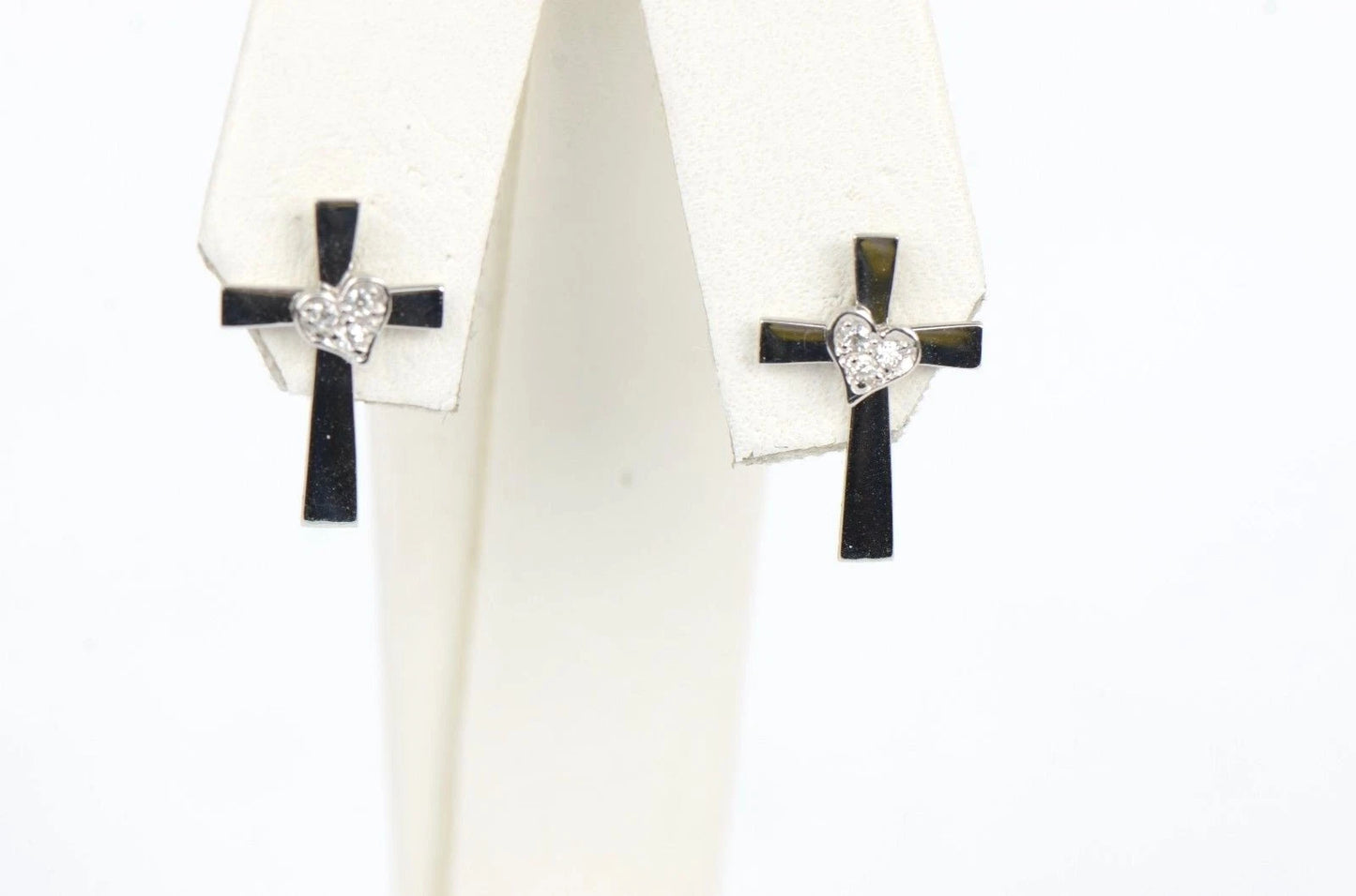 14K Yellow or White Gold Heart CZ Cross