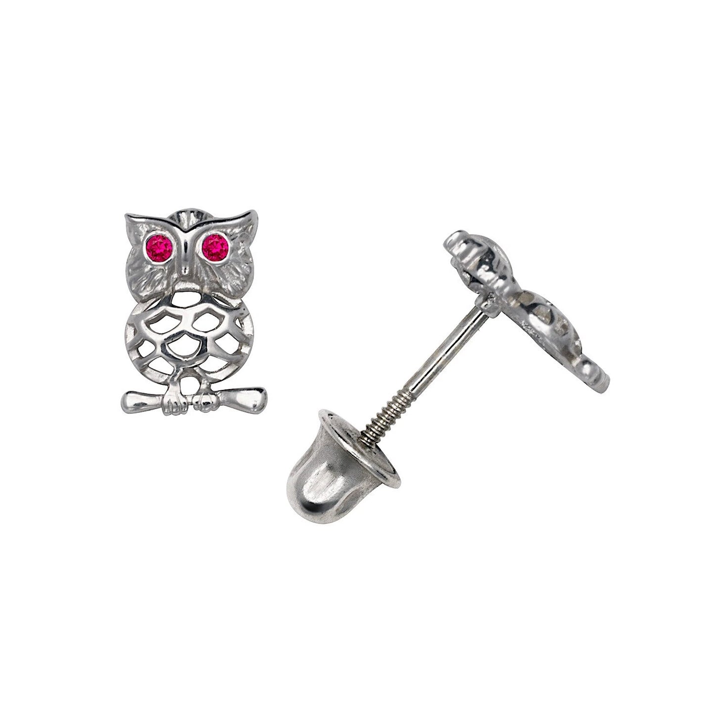 14K Yellow & White Gold Trading Owl Shaped Studs Earrings for Women