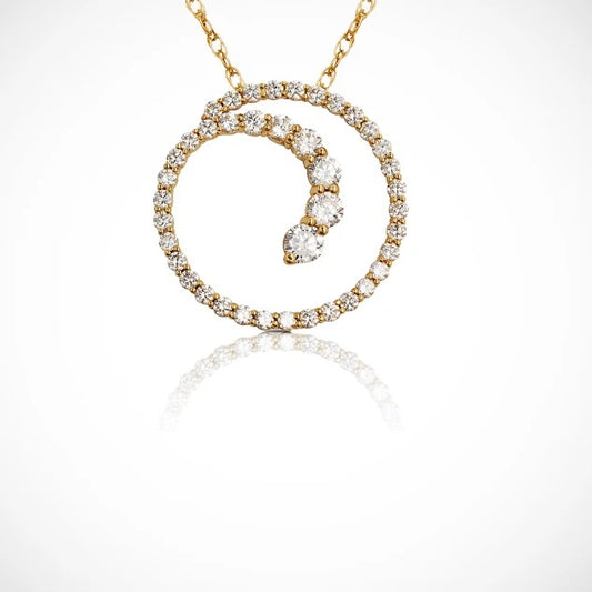 14k Yellow & White Gold Journey Circle Pendant For Women