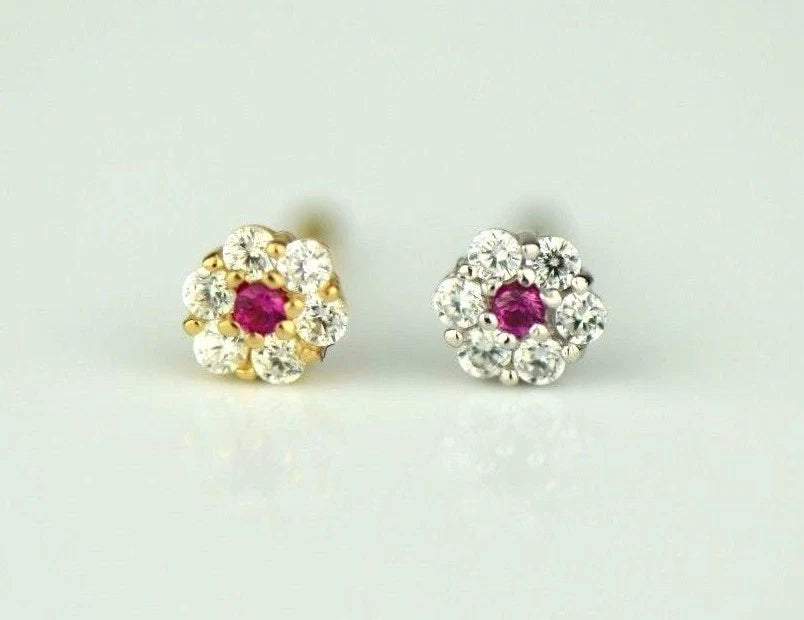 14k Yellow or White Gold Flower Round Nose Piercing