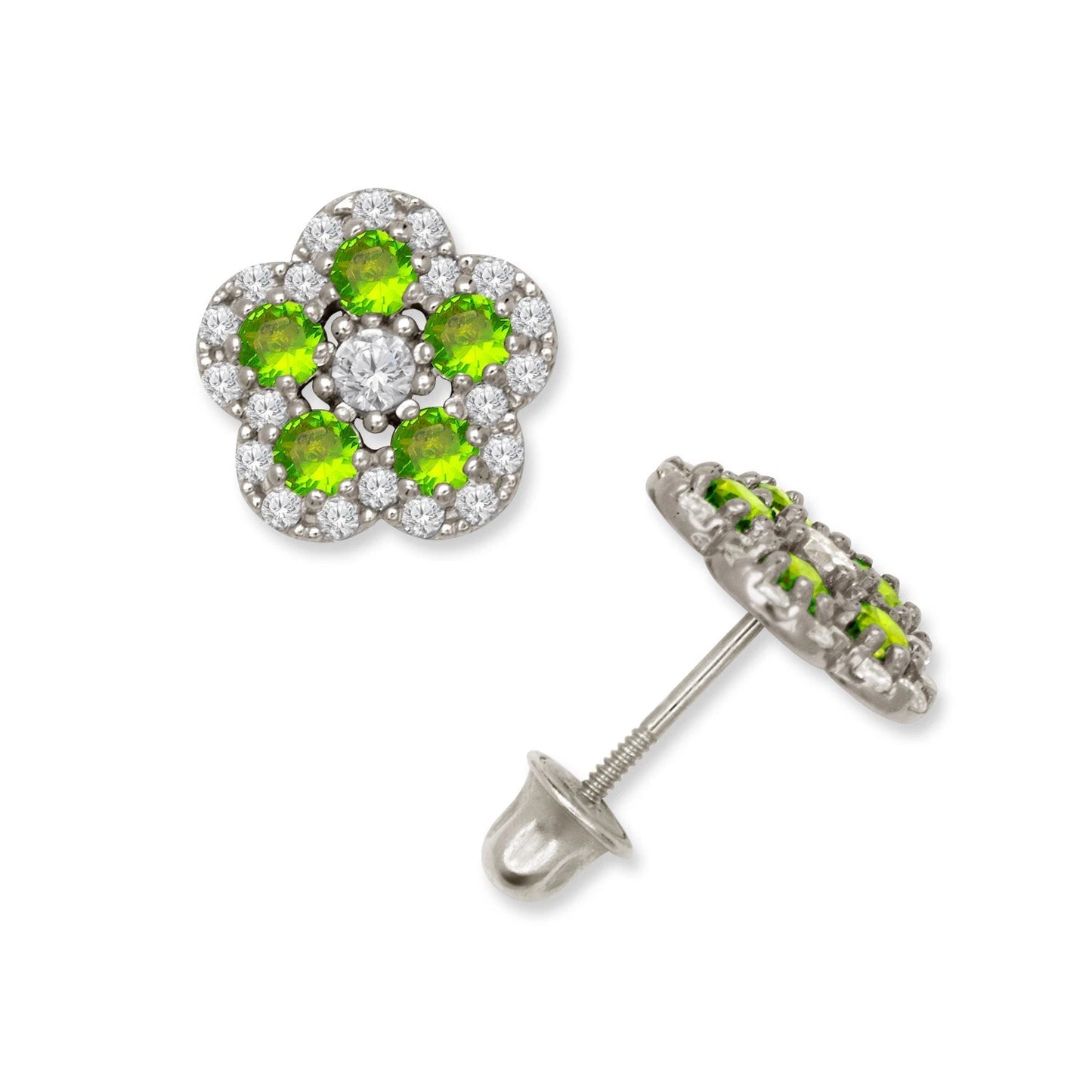 14K Yellow & White Gold Elegant Flower Earrings for Girls