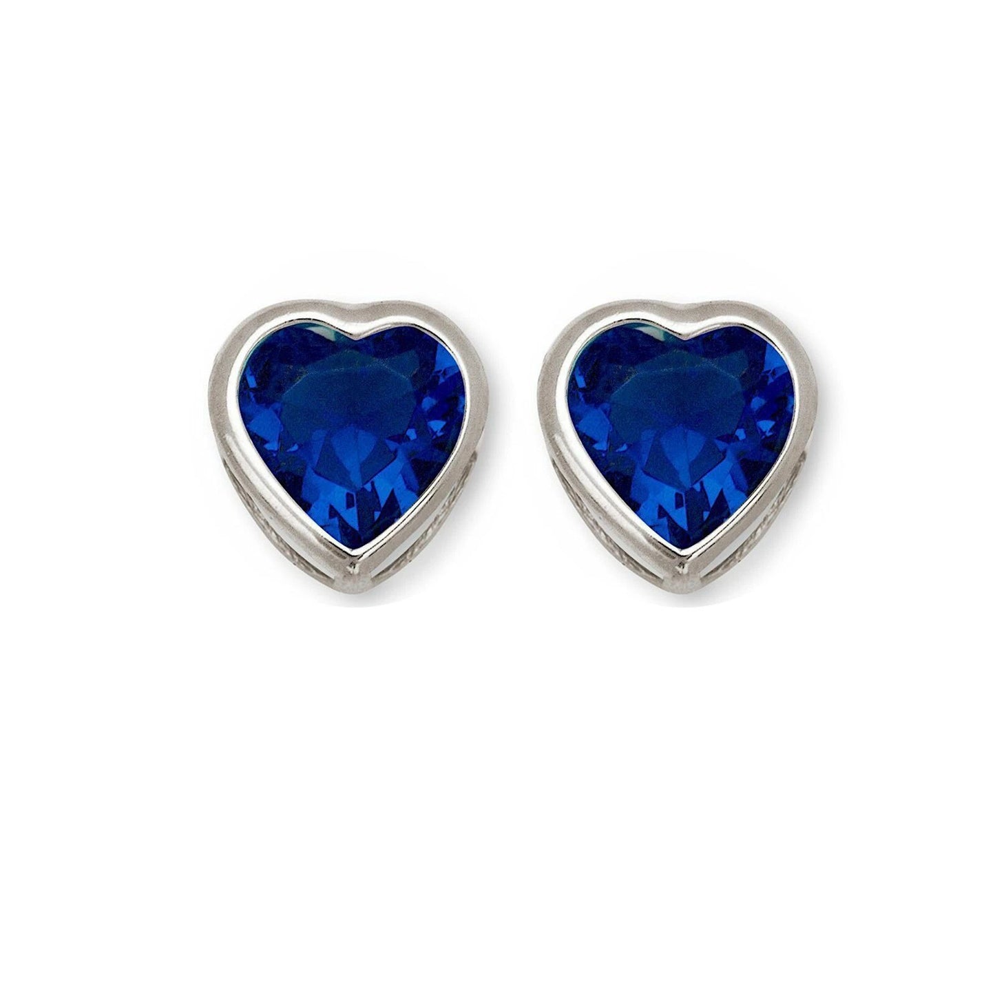 14k Solid White Gold Heart Birthstone Stud Earrings 6mm X 6mm