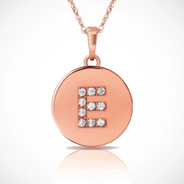 14k Yellow / White & Rose Gold Letter Initial CZ Pendant For Women