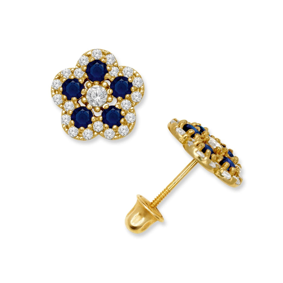 14K Yellow & White Gold Elegant Flower Earrings for Girls