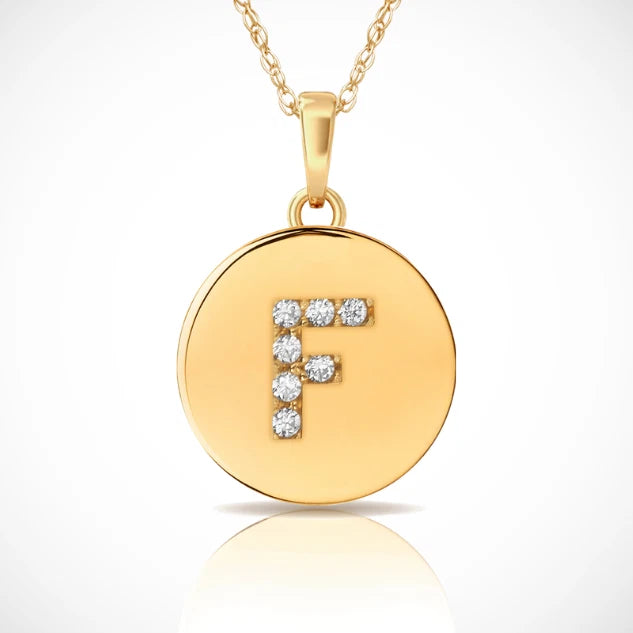 14k Yellow / White & Rose Gold Letter Initial CZ Pendant For Women