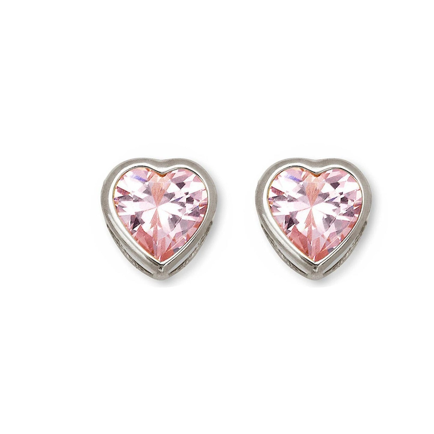 14k Solid White Gold Heart Birthstone Stud Earrings 6mm X 6mm