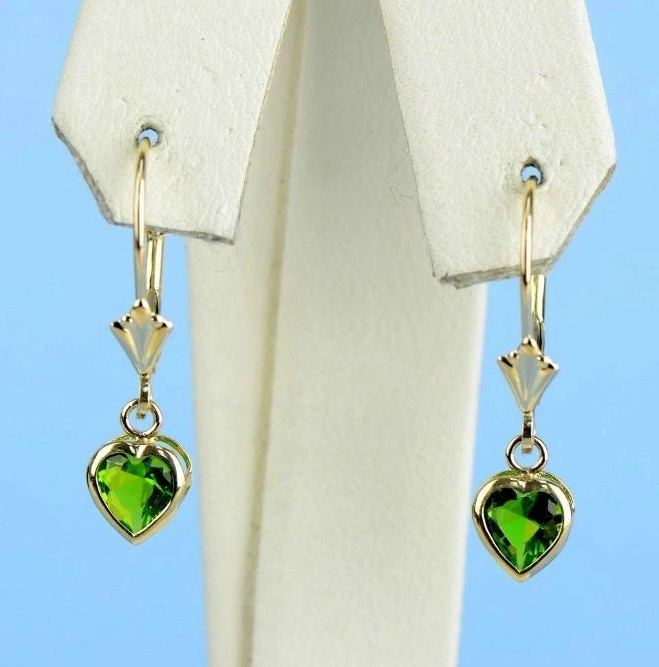 14k White Gold Dangle Bezel Heart CZ Leverback Pierced Earrings Birthstone 5x5MM