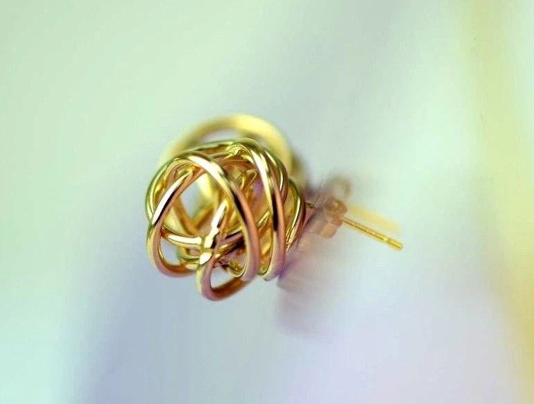 14K Yellow and White Gold Polished Love Knot Stud Earrings