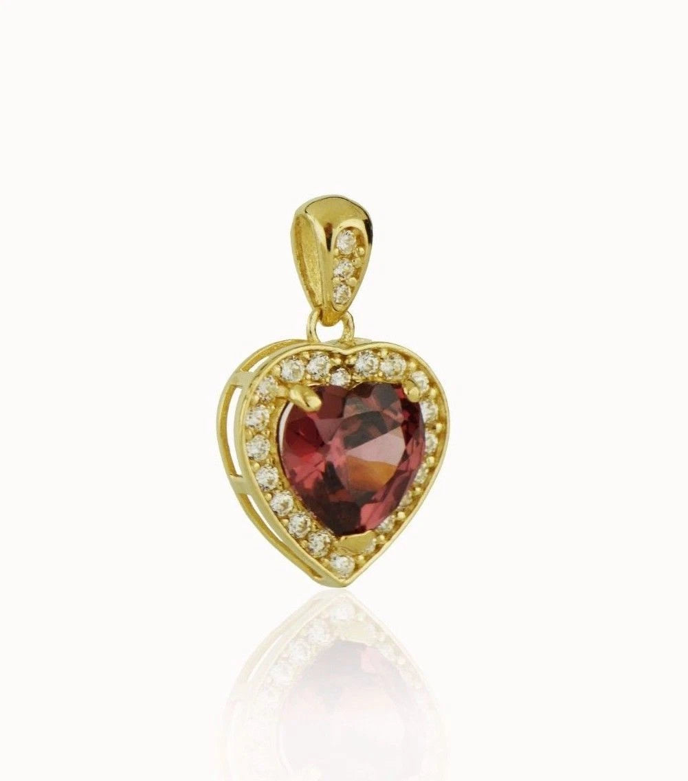 14k Yellow Gold CZ Halo Heart Pendant