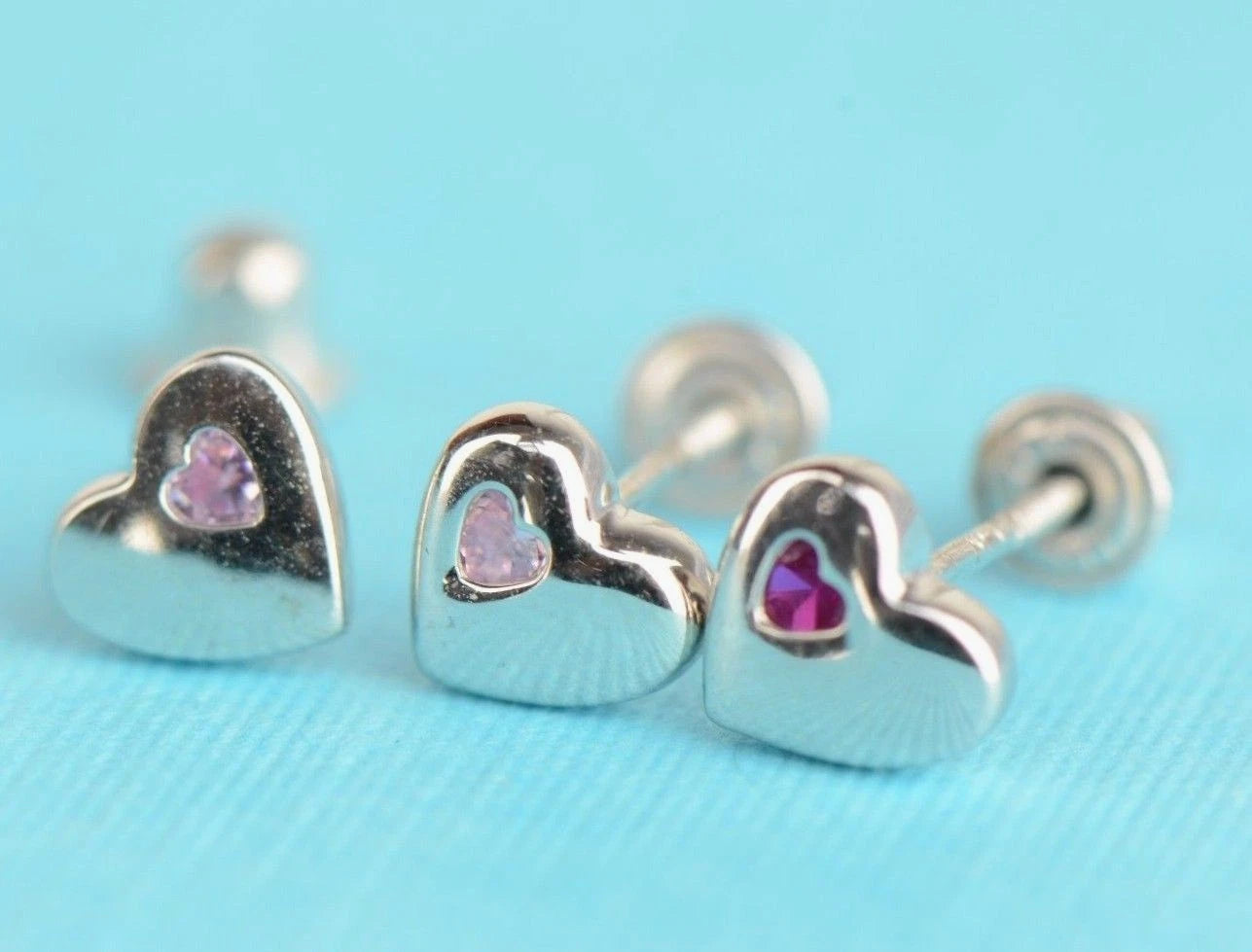 14K White or Yellow Gold Heart One Side Stone Shape CZ Stud Earrings