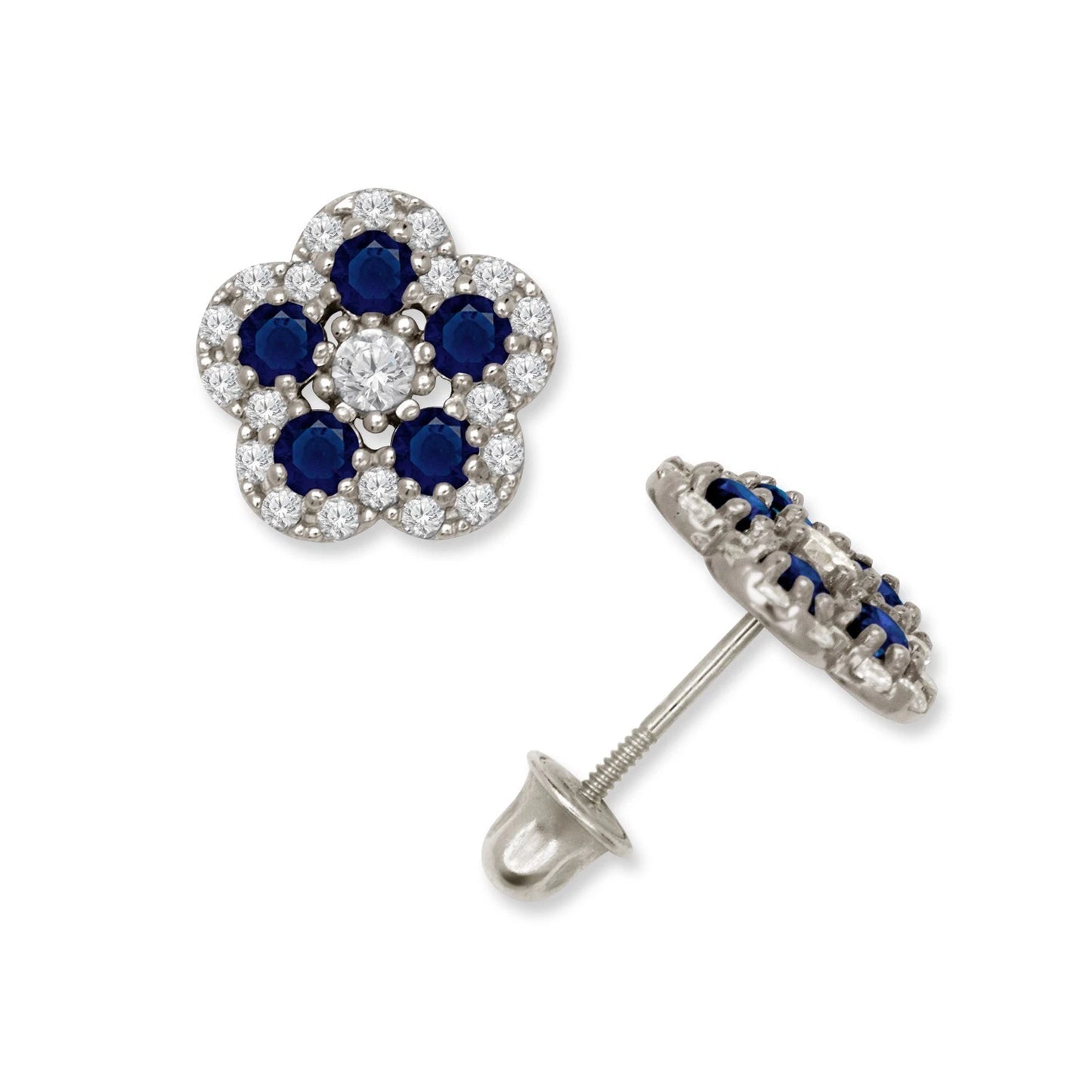 14K Yellow & White Gold Elegant Flower Earrings for Girls