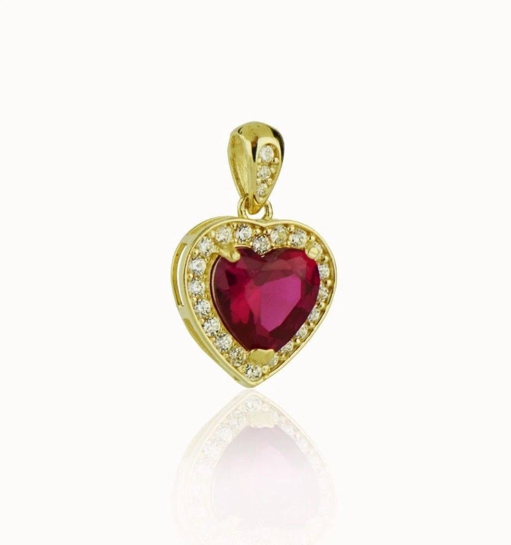 14k Yellow Gold CZ Halo Heart Pendant
