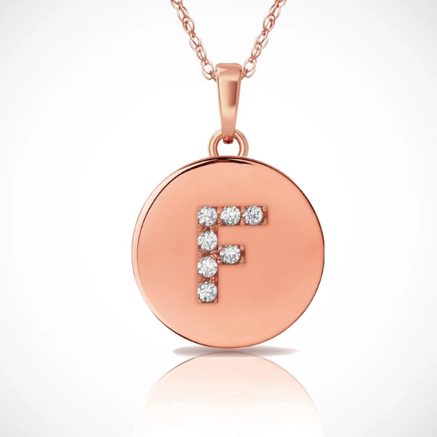 14k Yellow / White & Rose Gold Letter Initial CZ Pendant For Women