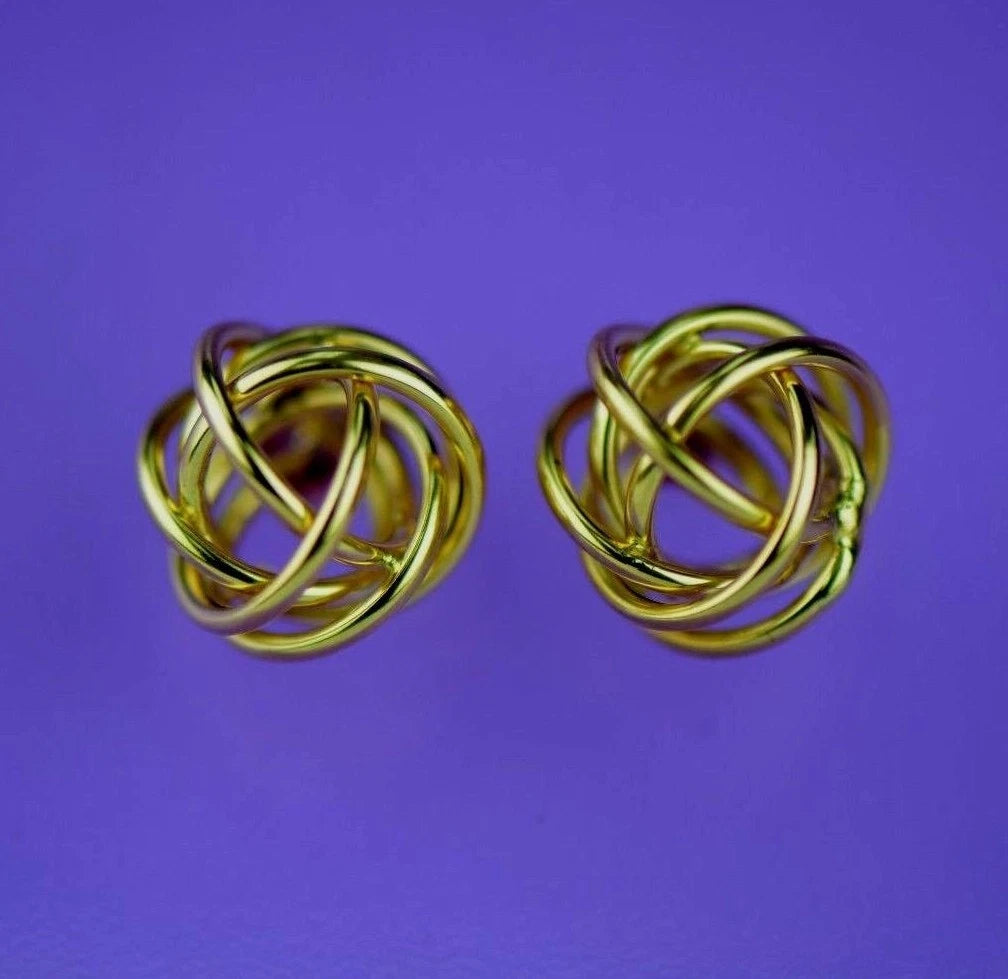 14K Yellow and White Gold Polished Love Knot Stud Earrings