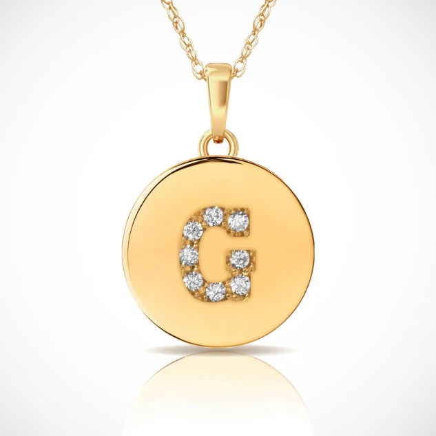 14k Yellow / White & Rose Gold Letter Initial CZ Pendant For Women