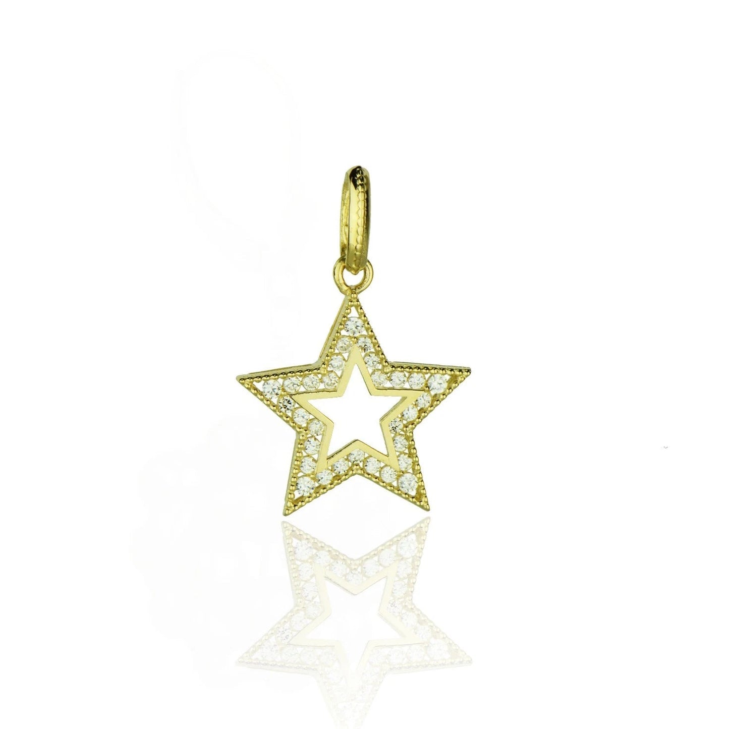 14k Yellow and White Gold CZ Star Pendants
