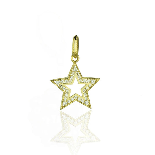 14k Yellow and White Gold CZ Star Pendants