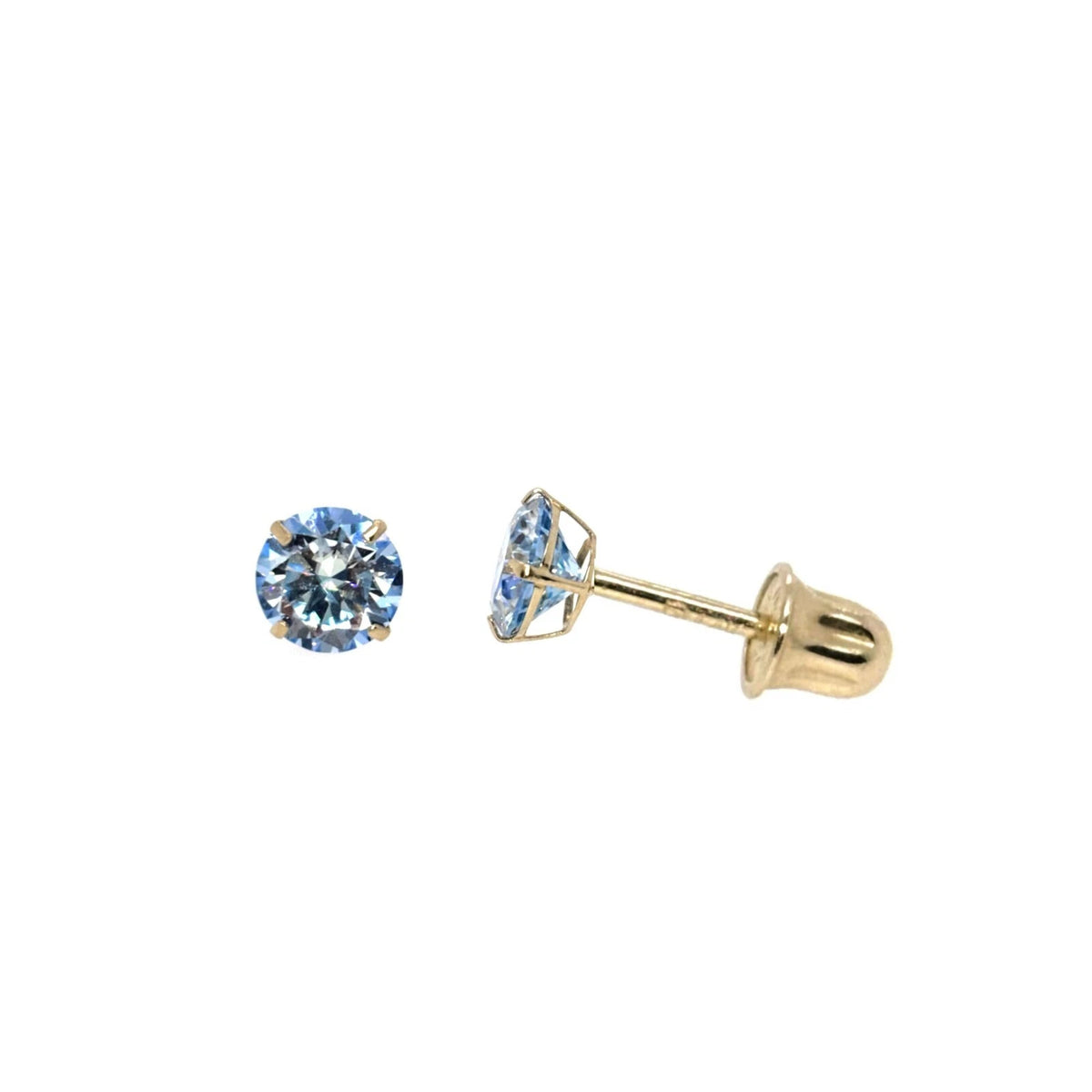 14K Gold GRA Certified D-VVS1 Ocean Moissanite Screw Back Studs Earrings
