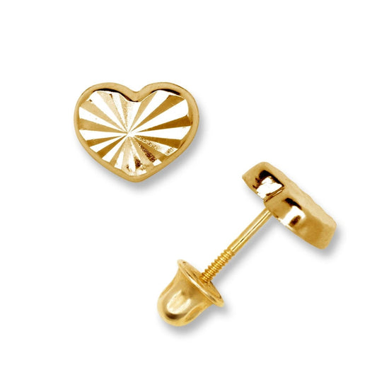 14K Yellow Gold Heart Shaped Elegant Studs Earrings for Women