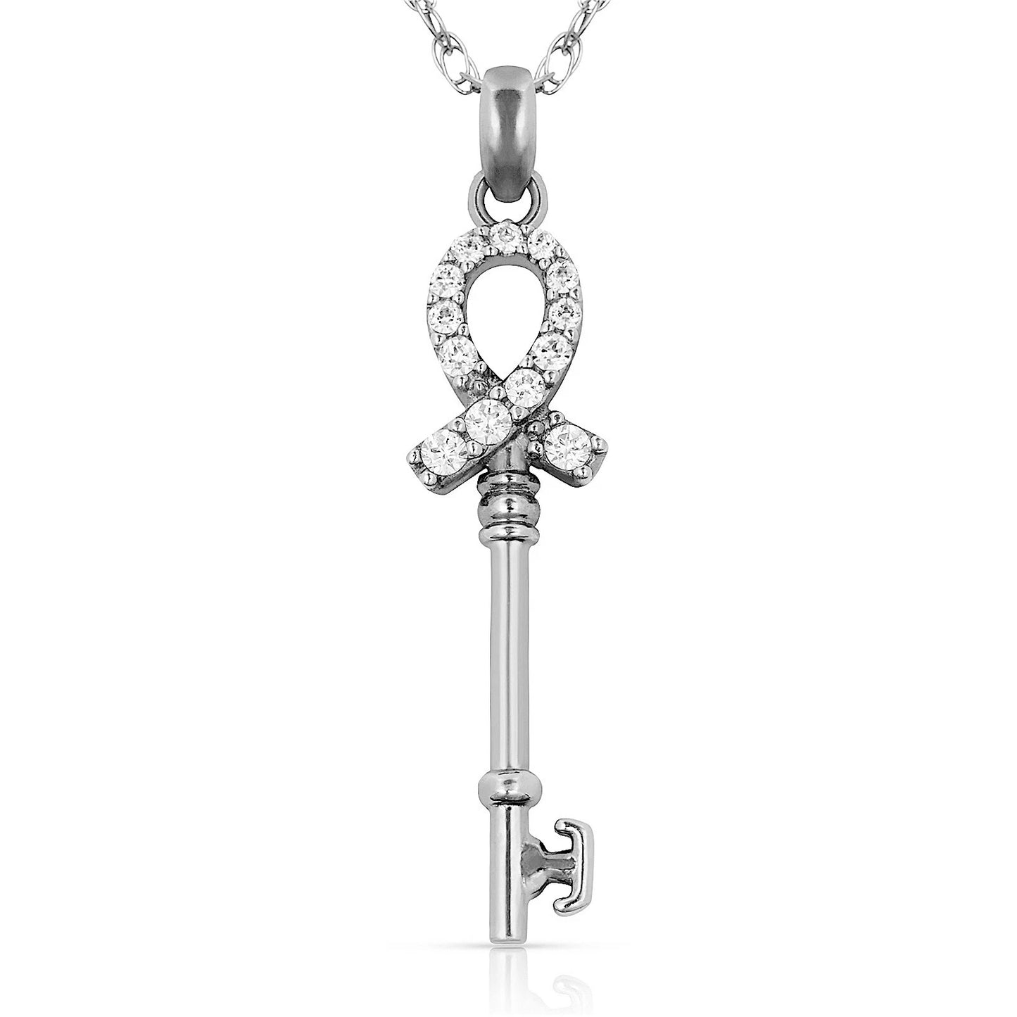 14k Yellow & white Gold Fancy Key Pendant For Women Jewelry