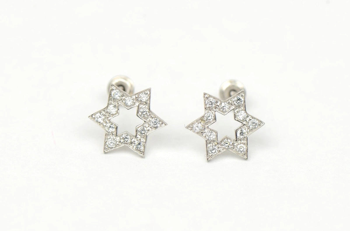 14k Yellow Gold Star of David Stud Earrings