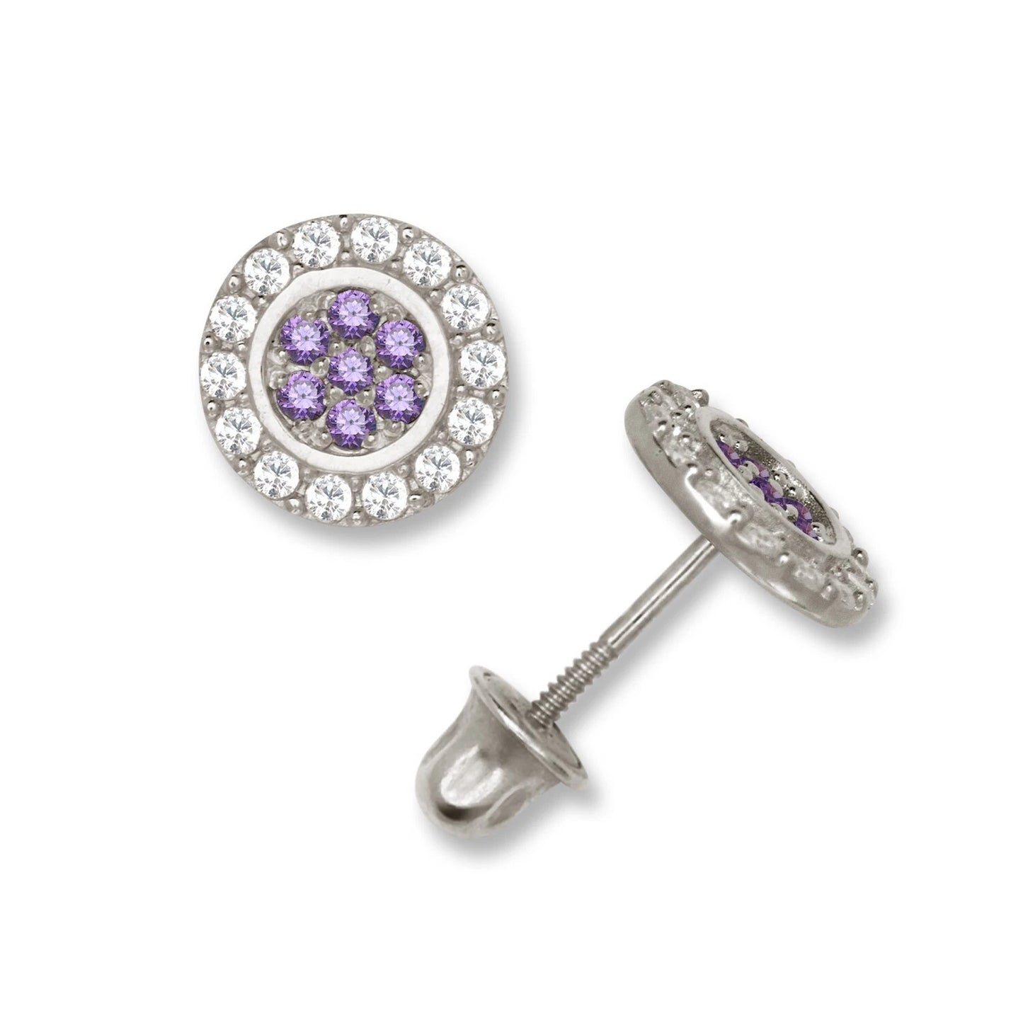 14K Yellow & White Gold Round Shaped Beutiful Screw Back Stud Earrings for Women