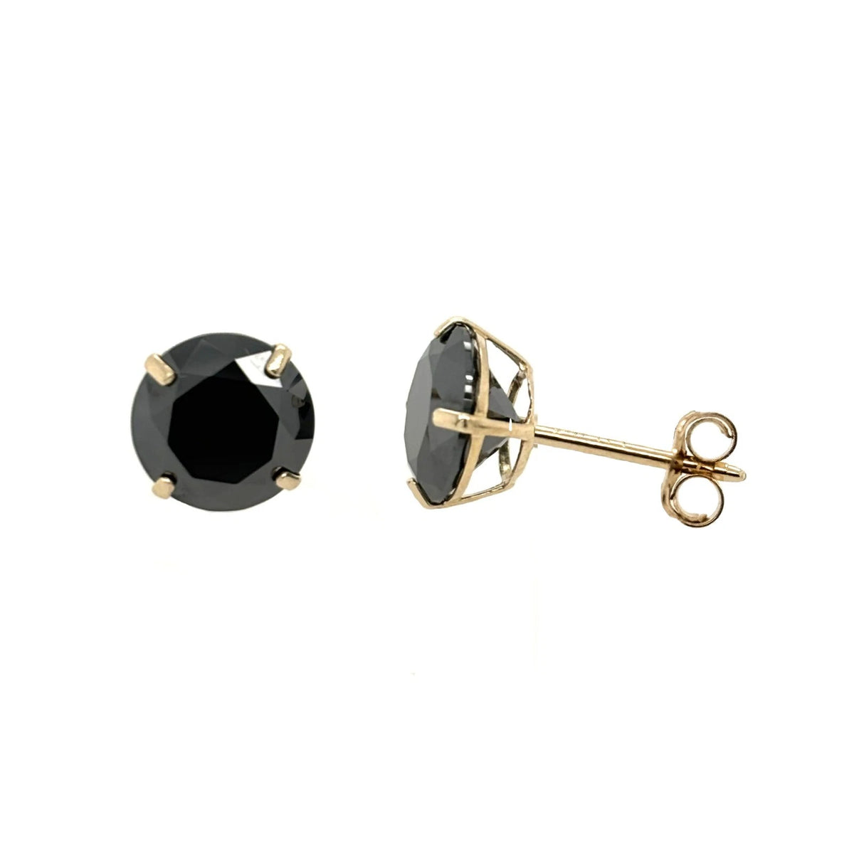 14K Gold GRA Certified D-VVS1 Lab-Created Black Moissanite Push Back Studs Earrings