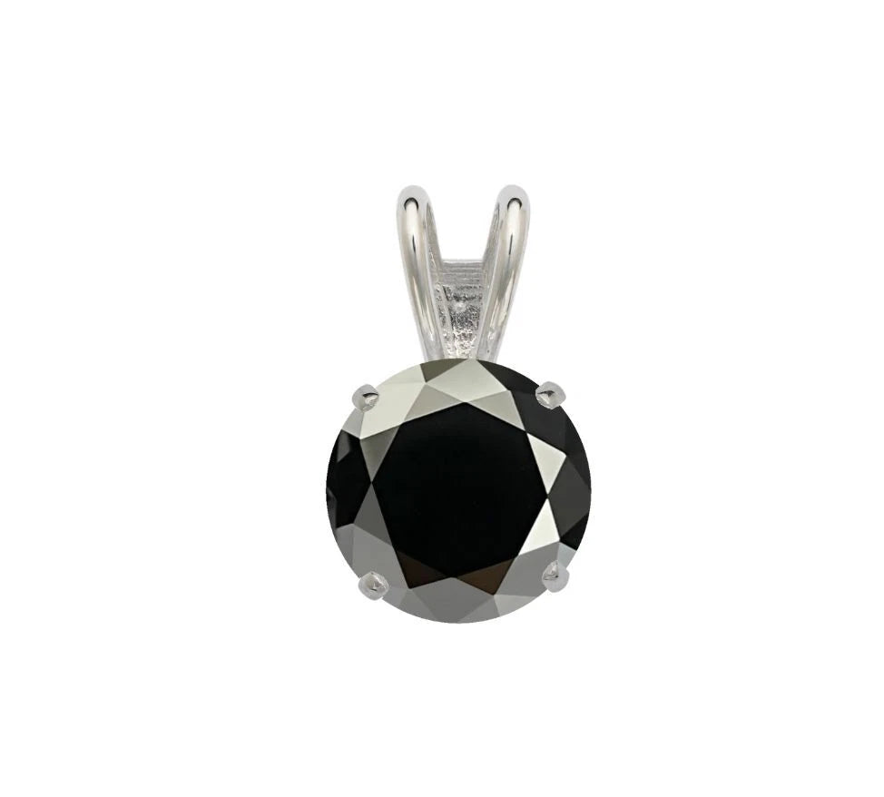 14K Gold GRA Certified D-VVS1 Round Black Moissanite Pendant