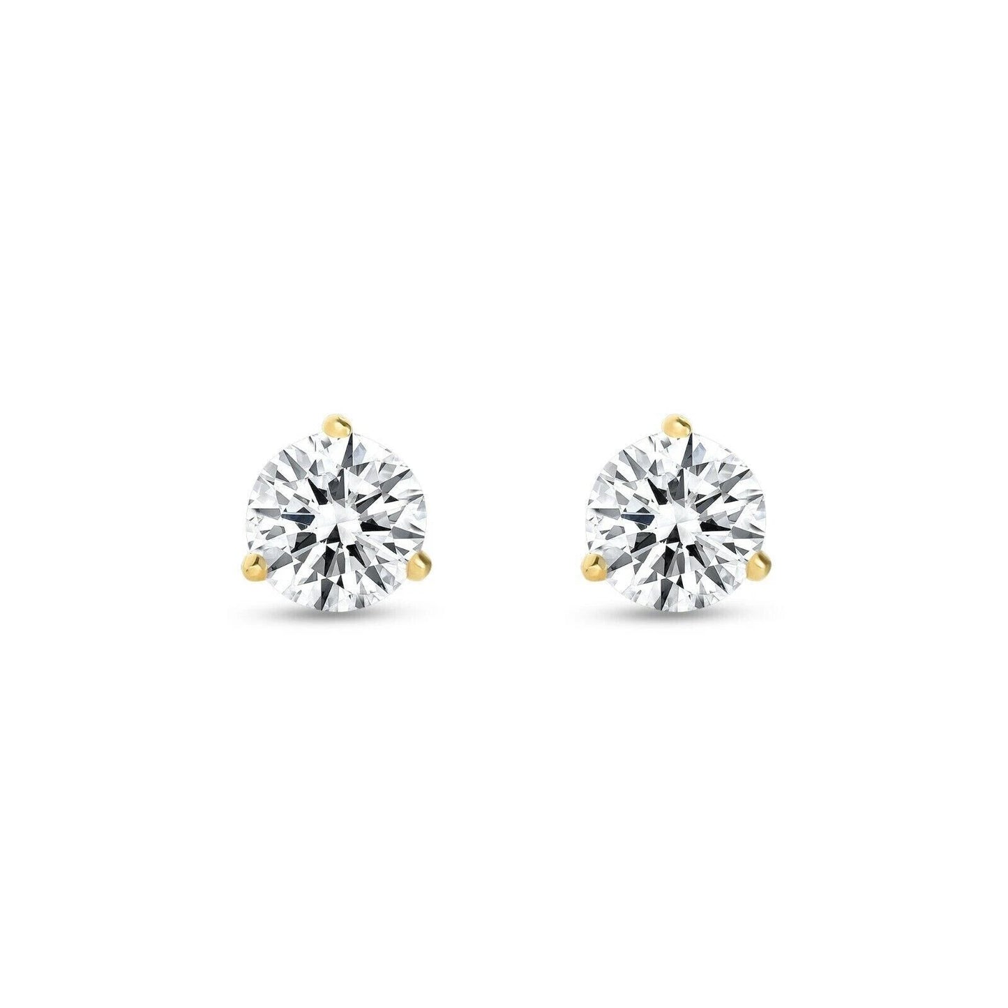 14K Gold GRA Certified D-VVS1 Round Moissanite Martini Push Back Stud Earrings