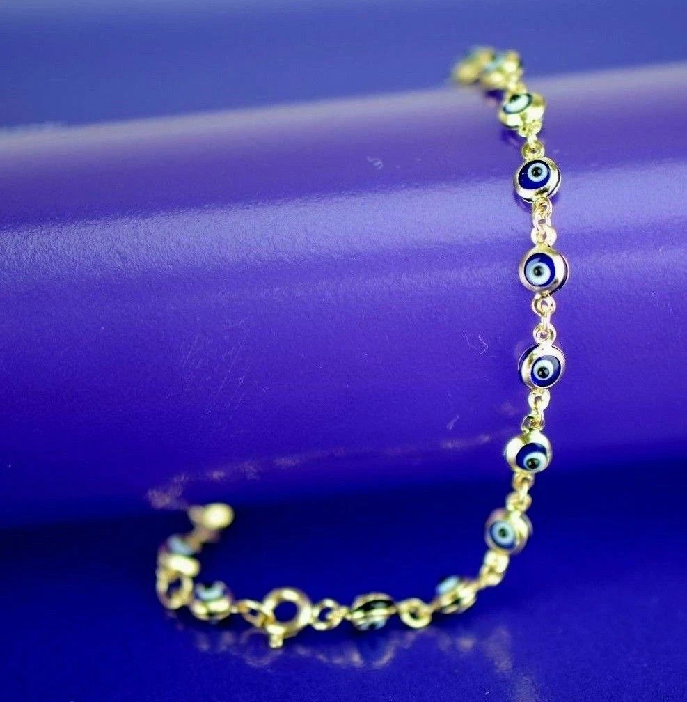 Yellow 14k Gold Evil Eye Bracelet
