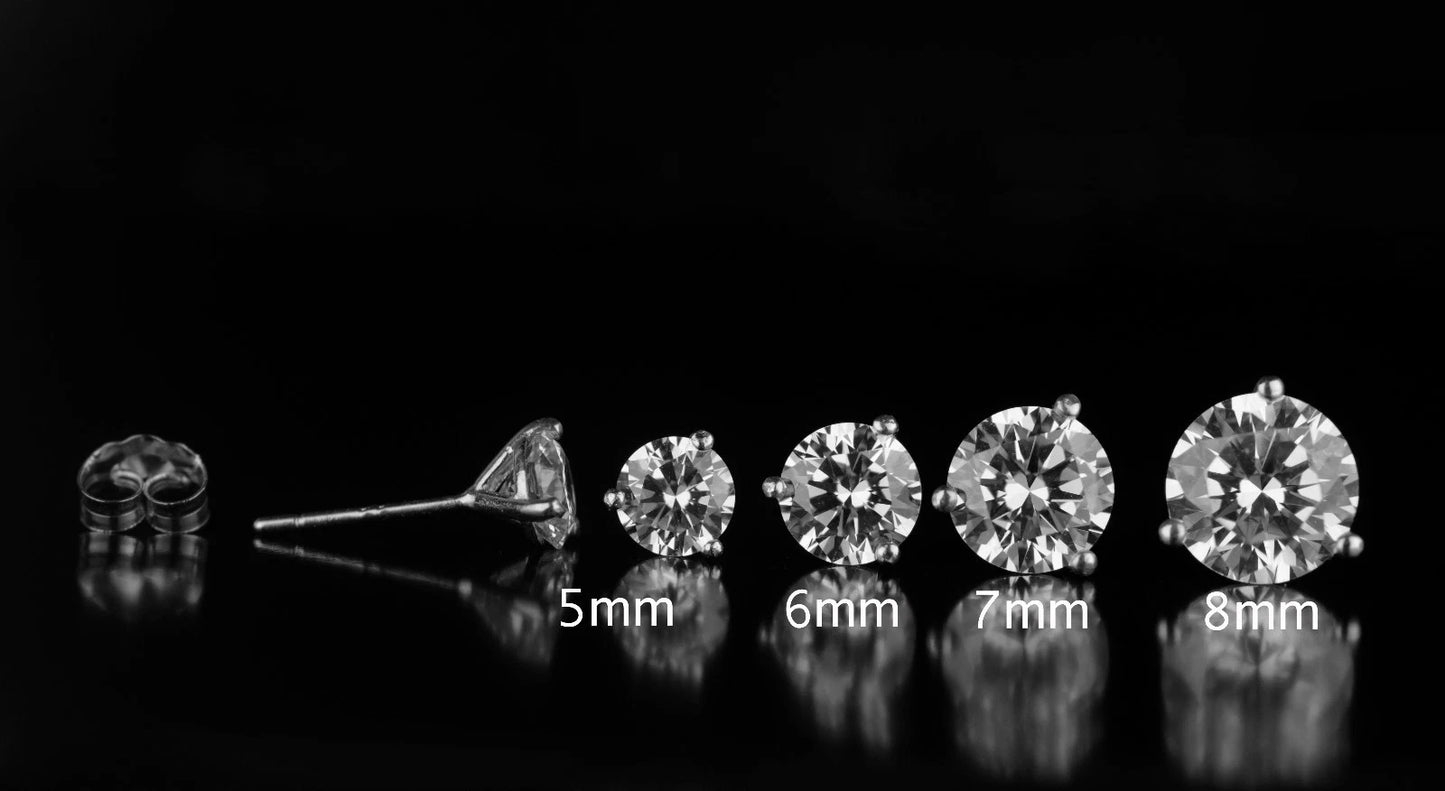 14k White Gold Round AAA Quality CZ Martini Stud Earrings