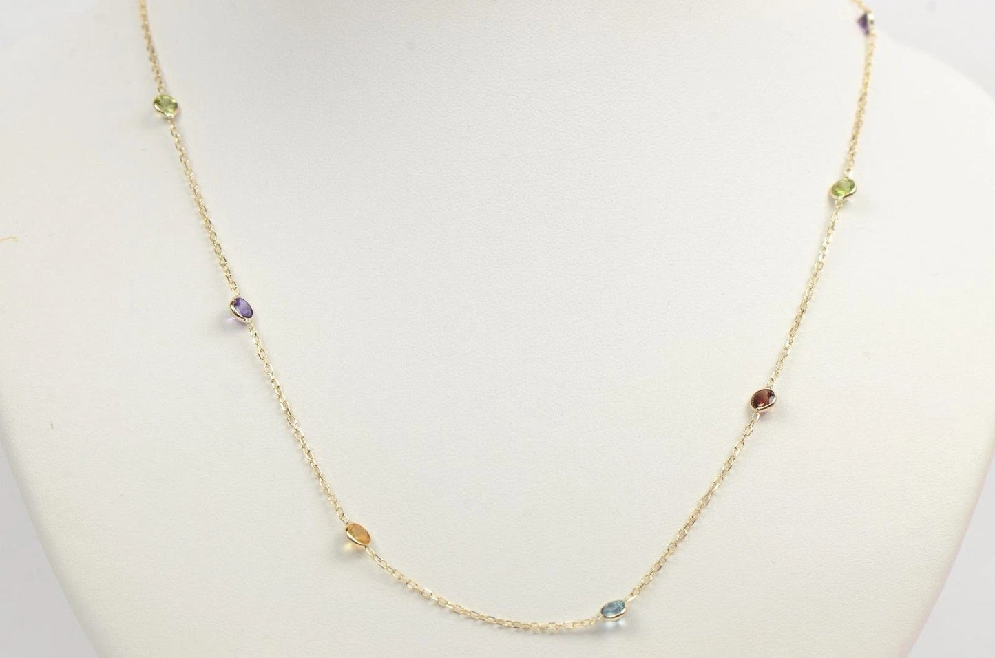 14k yellow gold yard necklace 18 cz chain Semi Precious Stones