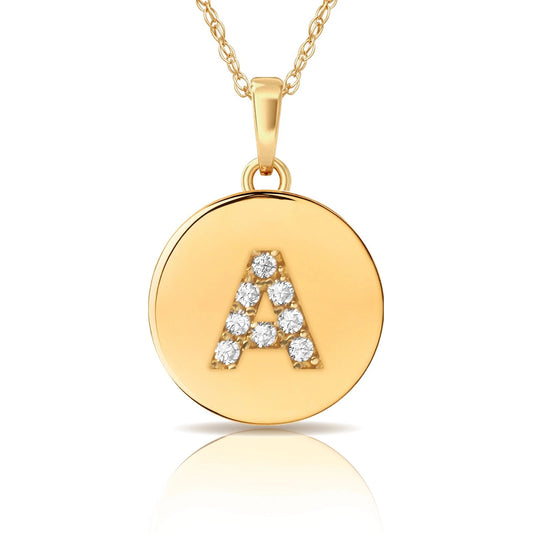 14k Yellow / White & Rose Gold Letter Initial CZ Pendant For Women