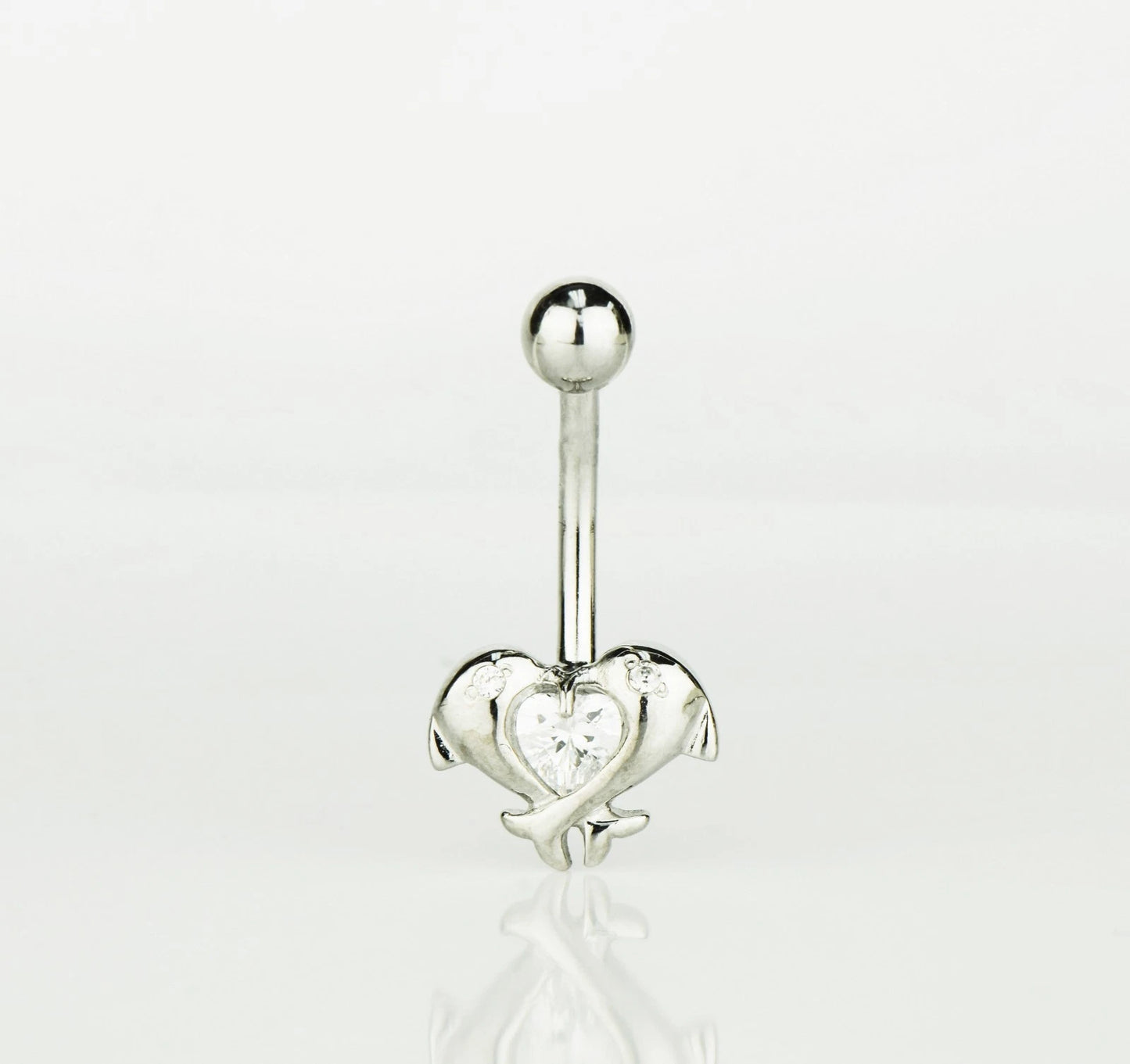 14k Yellow or White Gold CZ Dolphin Belly Body Jewelry Piercing