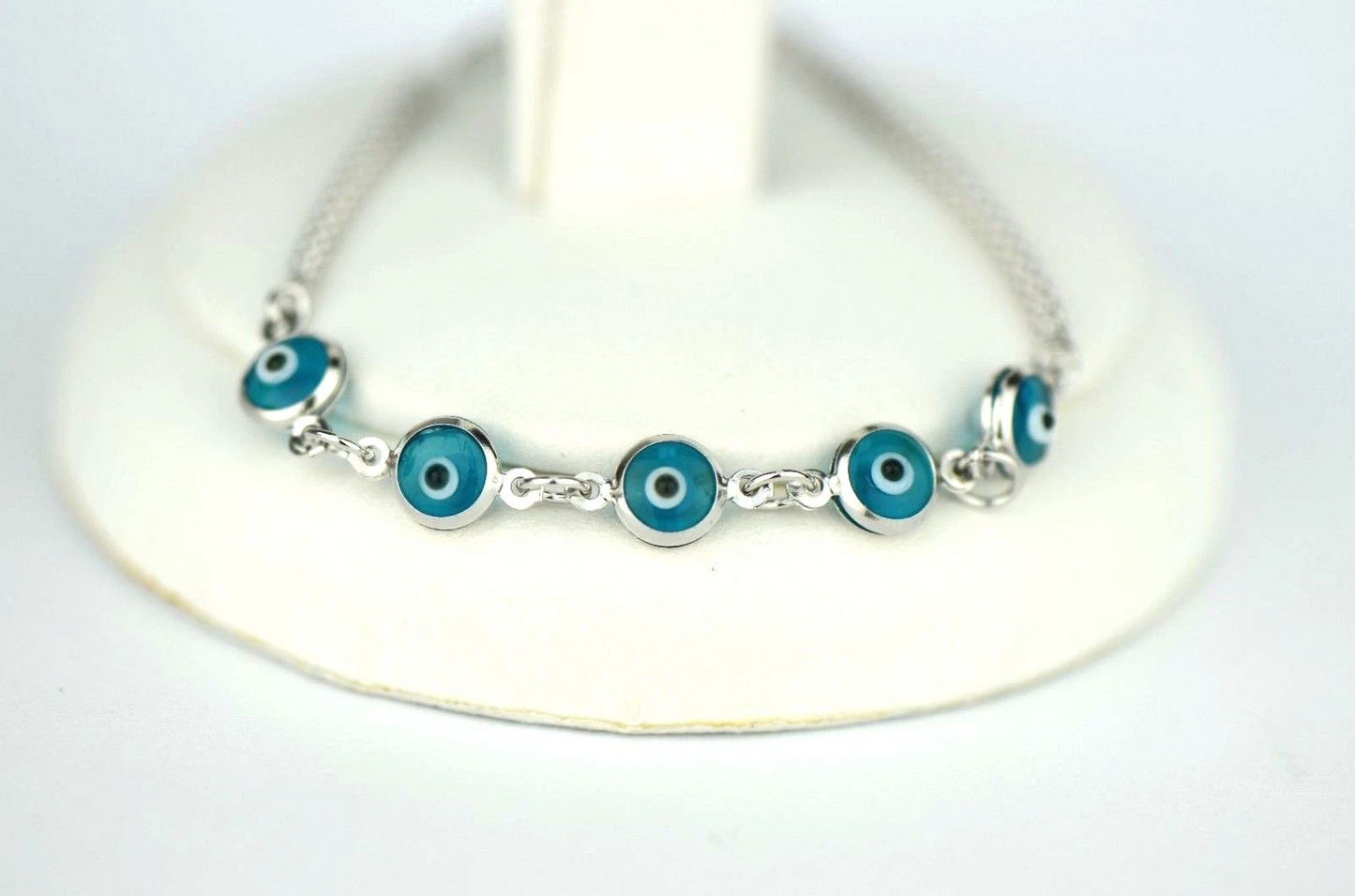 14k Yellow or White Gold Evil Eye Bracelet