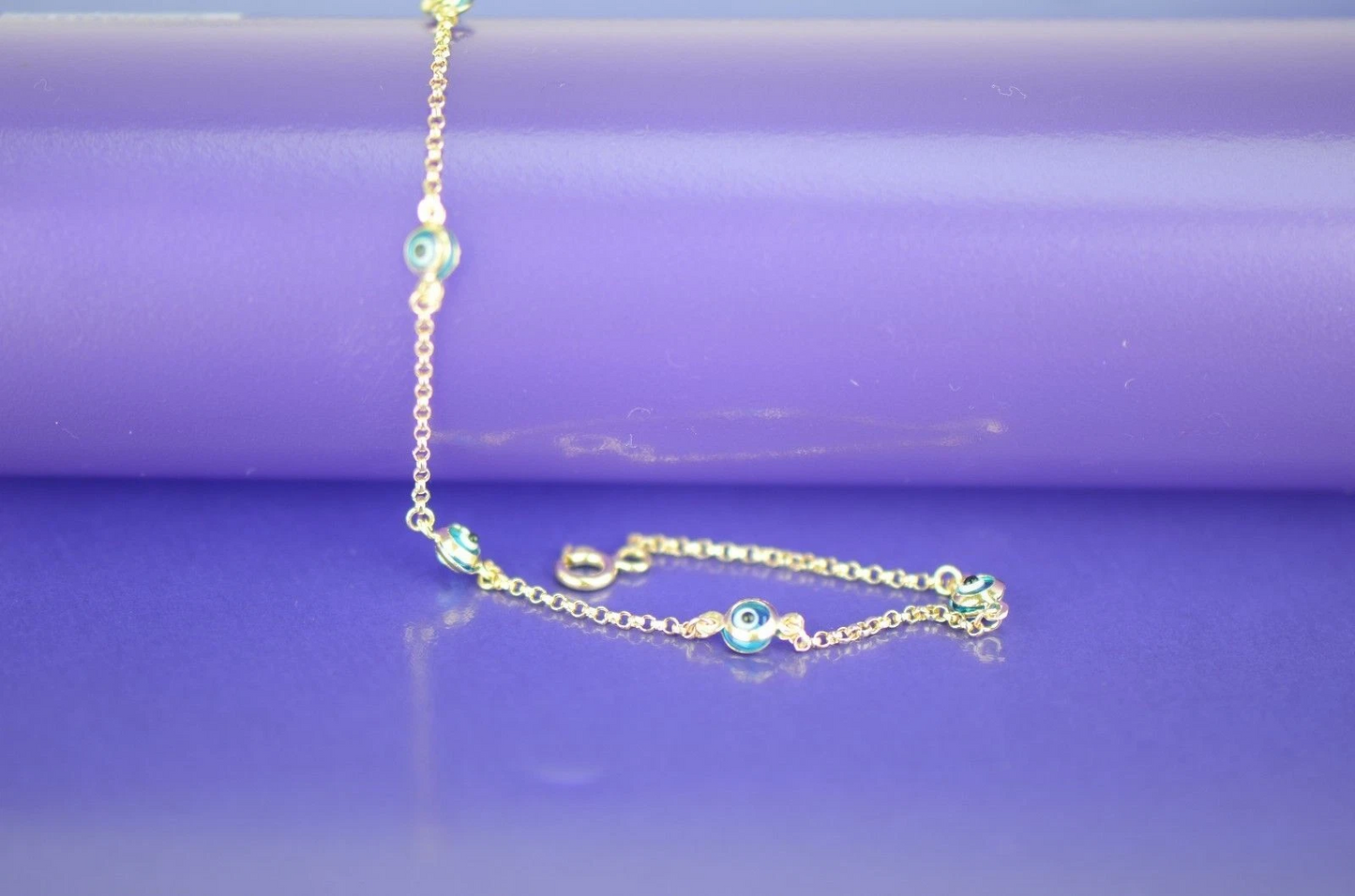 14k Yellow Gold Evil Eye Bracelet