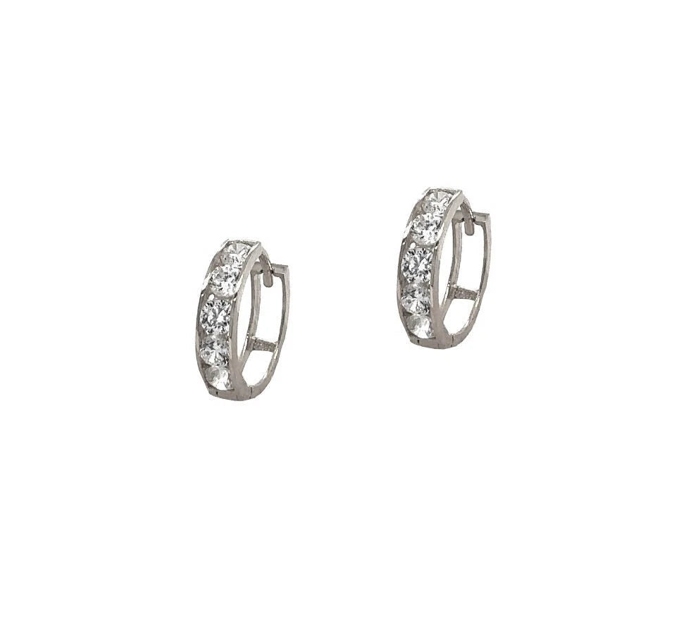 14K White Gold Huggie Beautiful & Valuable Hoop Earrings