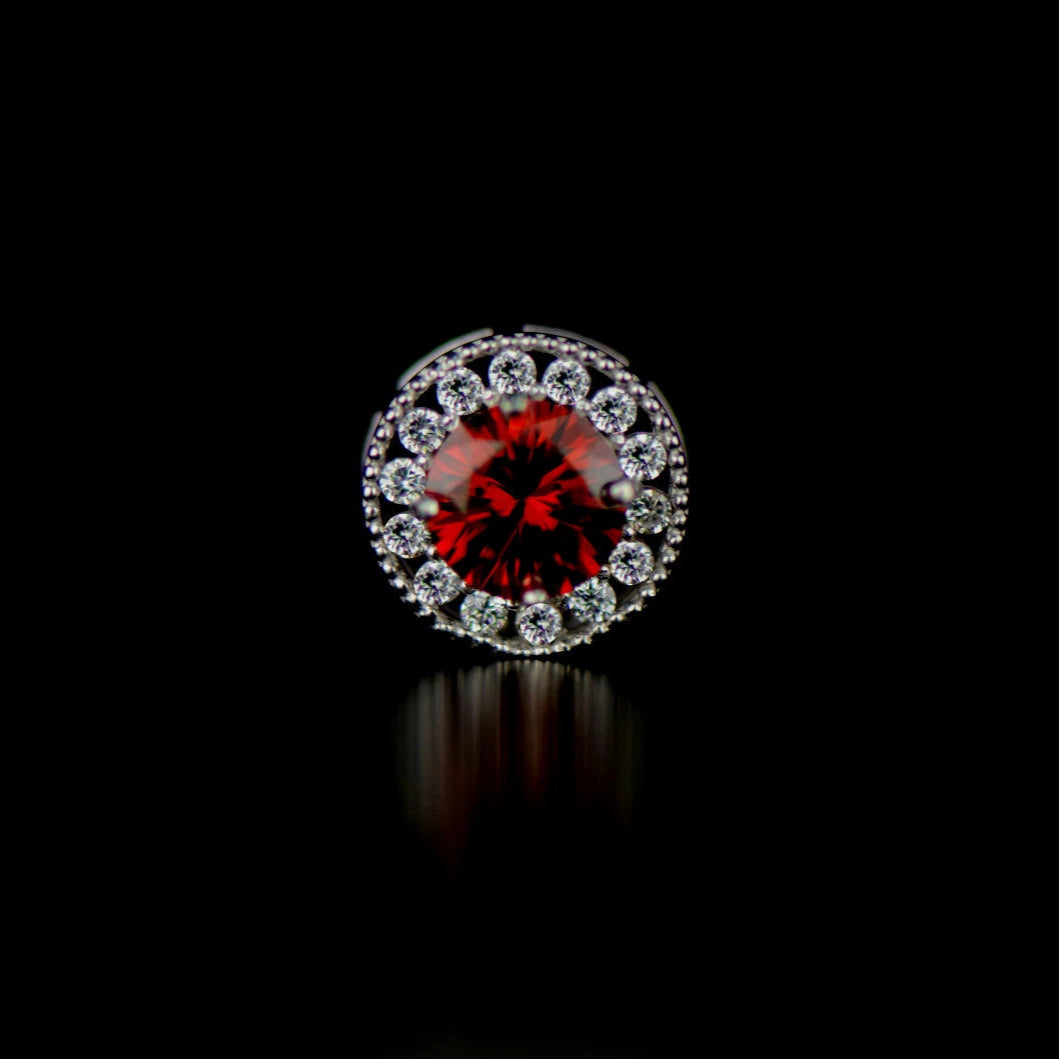 14k White Gold Halo Round Pendant