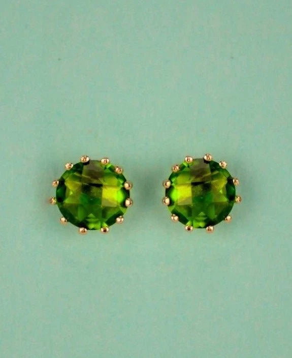 14k Solid Yellow Gold 6mm Round Birthstone Push Back Earrings