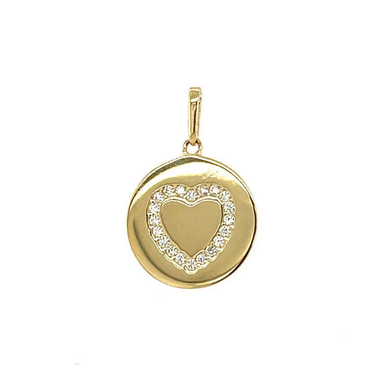14k Yellow Gold Round CZ Birthstone Pendant