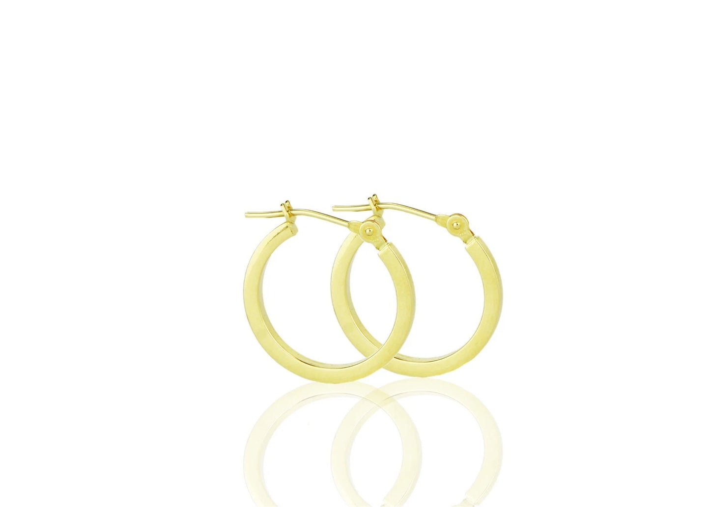 14k Yellow or White Gold Square Hoop Earrings