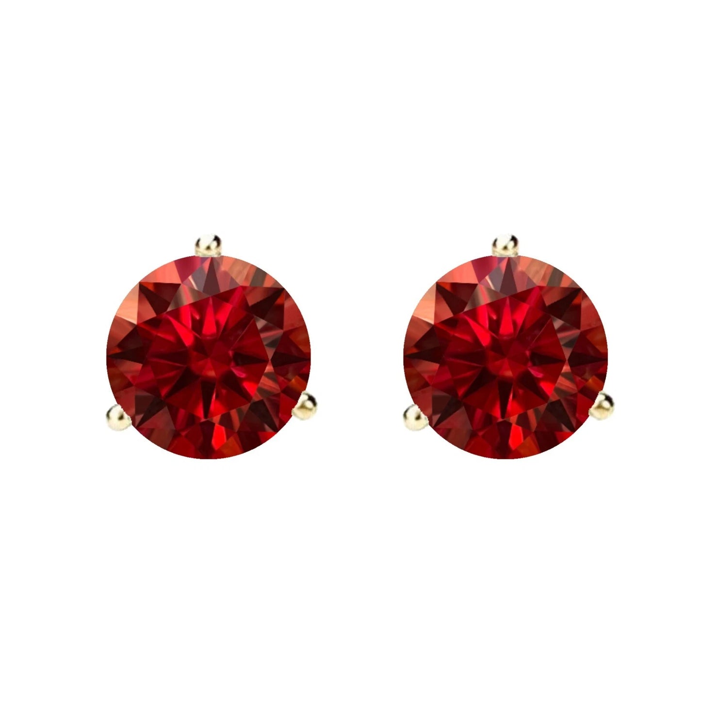 14KGold GRACertifiedD-VVS1 Garnet Moissanite Martini PushBack Stud Earrings