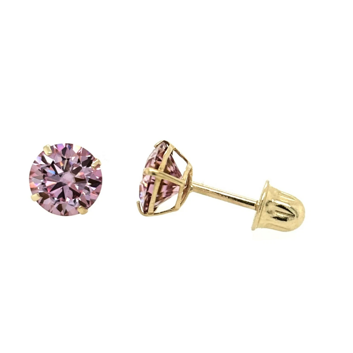 Gold 14K GRA Certified D-VVS1 Round Moissanite Screw Back Studs Earrings