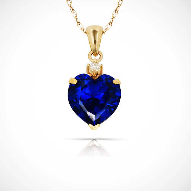 14K Yellow Gold Classic Heart Shaped Simulated CZ Pendant for Women